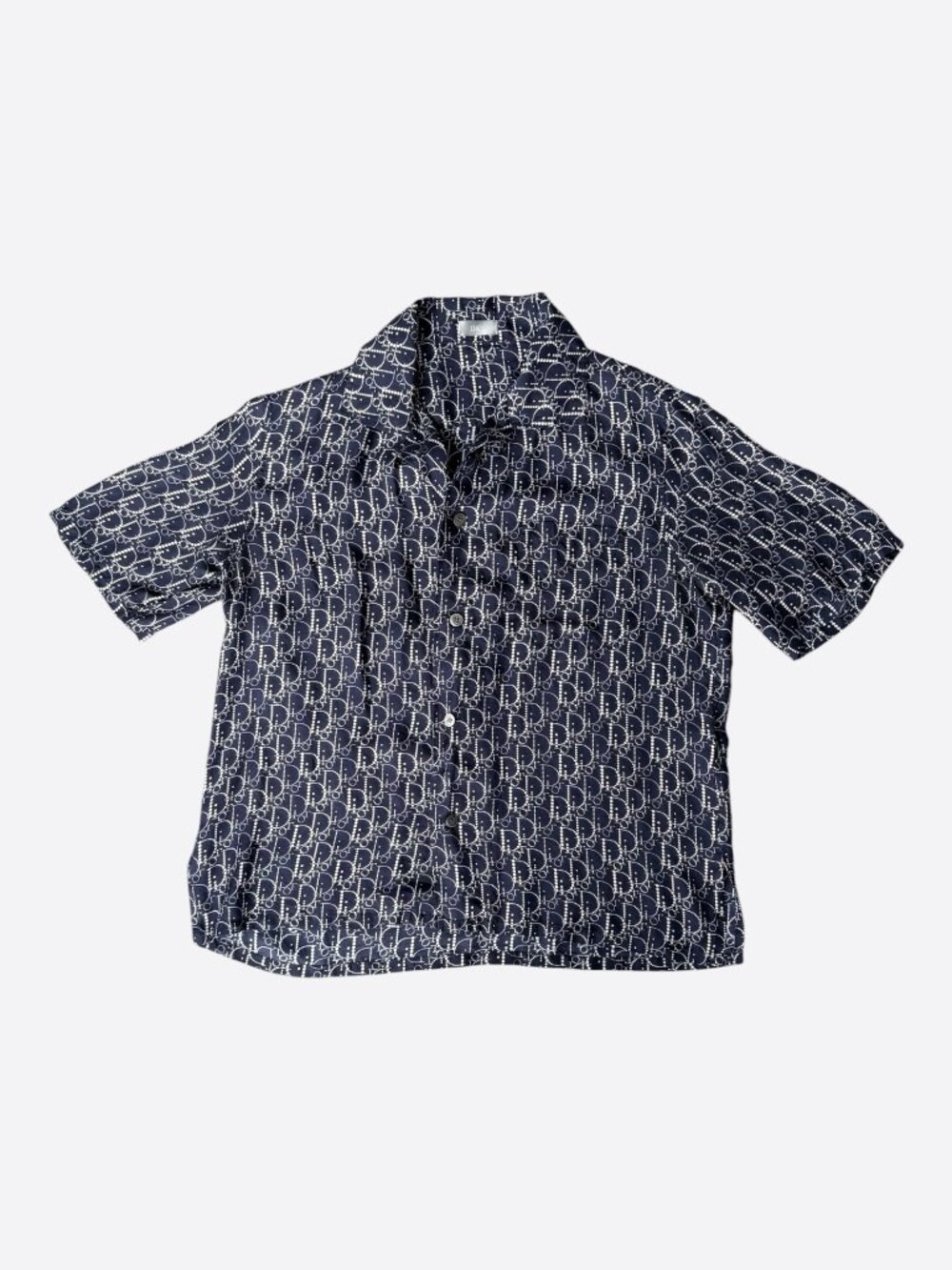 Dior Navy Pearl Oblique Button Up Shirt